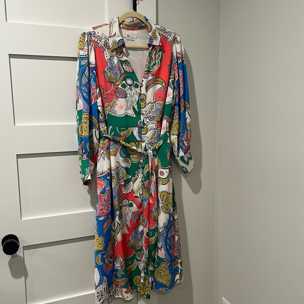 Boden Long Sleeve, tie waist dress